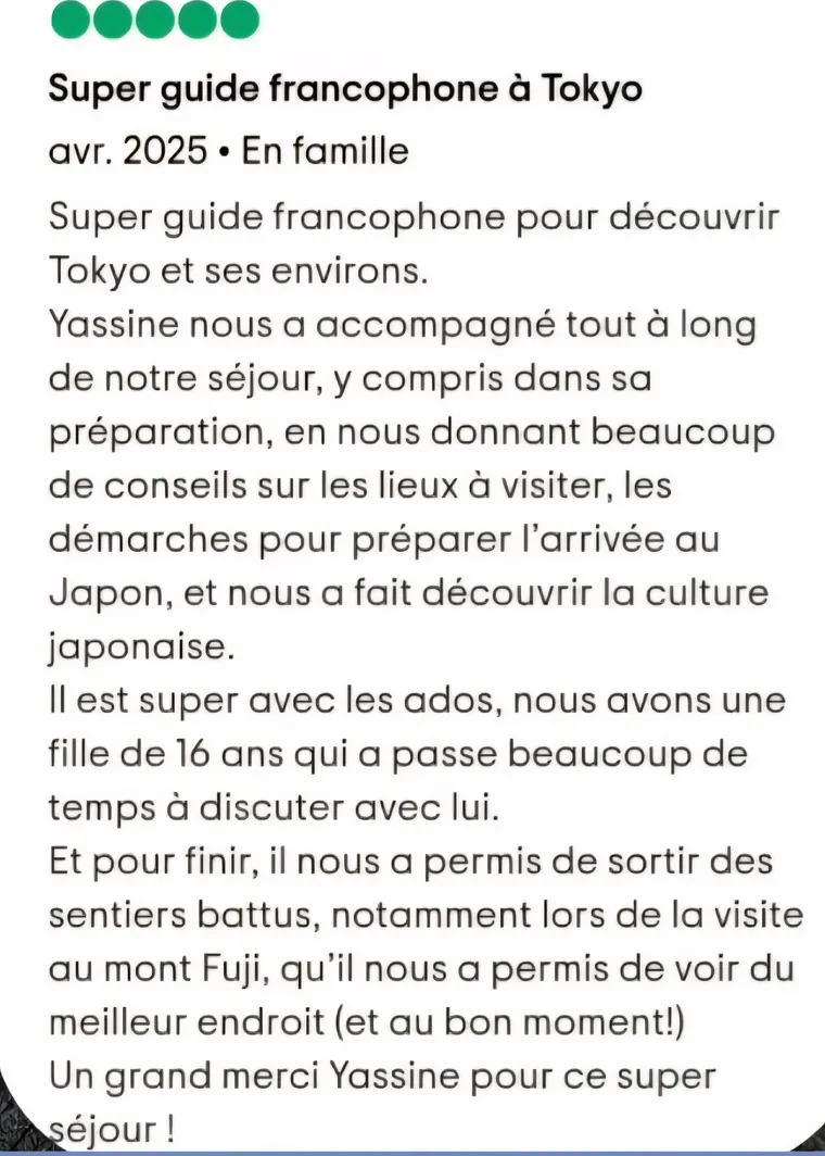 Avis client 5 étoiles : accompagnement en famille avec une adolescente, découverte du mont Fuji hors des sentiers battus